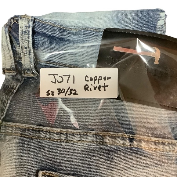 Copper Rivet Jeans Sz 30W 32L Slim Fit Distressed Medium Wash Blue - Picture 7 of 7